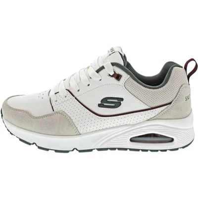 Image de Skechers Baskets Uno Retro One pour homme, Daim blanc Duraleather vert maille Burg, 48.5 EU
