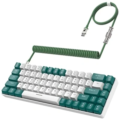 Afbeelding van YINDIAO T8 Gaming toetsenbord 60%, mini toetsenbord, mechanisch, compact, 68 toetsen, met achtergrondverlichting 18 Chroma RGB, blauwe schakelaar, spiraalkabel, USB C, voor pc, laptop, Mac, PS4, Xbox groen