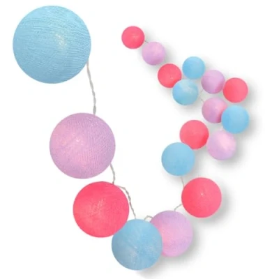 Afbeelding van CREATIVECOTTON Lichtketting, katoenen ballen met timermodus en nachtlichtmodus (kleur, 20 ballen)