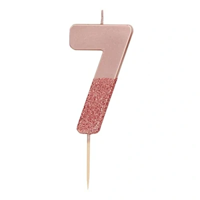 Afbeelding van Roze Goud Glitter Nummer 7 kaars Premium kwaliteit taarttopper decoratie Voor kinderen, volwassenen, 7e, 70e verjaardagsfeestje, jubileum, mijlpaal