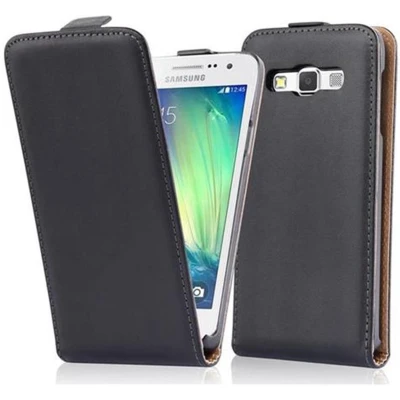 Afbeelding van Cadorabo Hoesje geschikt voor Samsung Galaxy A3 2015 in KAVIAAR ZWART Beschermhoes Case Cover flip design, gemaakt van glad kunstleder