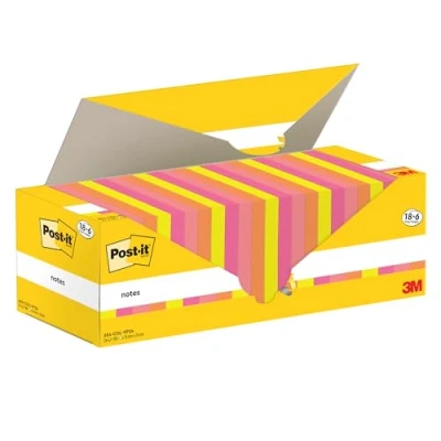 Afbeelding van Post it Notes 100 vel ft 76 x mm assorti 18 blokken + 6 GRATIS