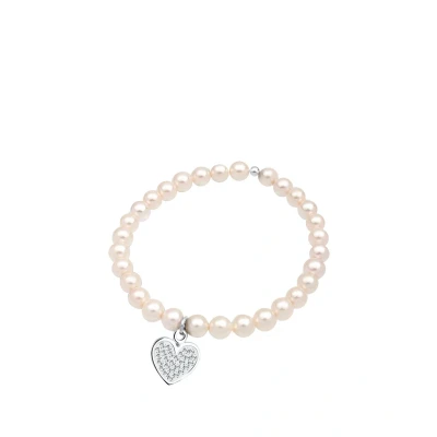 Afbeelding van Elli HERZ Perle Kristalle Armband, Dames, Maat: 18, Weiß