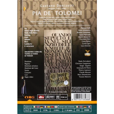 Afbeelding van Orchestra E Coro Del Teatro La Fenice di Venezia Donizetti: Pia De&#039; Tolomei (DVD)