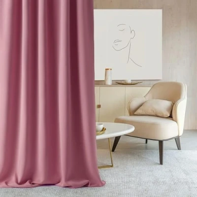 Afbeelding van ROOM99 Aura Gordijn met plooiband, 140 x 250 cm (b h), schuifgordijn, moderne decoratie, voor woonkamer, slaapkamer, roze