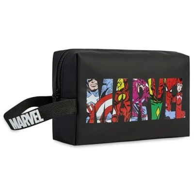 Afbeelding van Marvel Avengers Toilettas, kleine reistas met ritssluiting, officiële accessoires voor kinderen, jongeren, volwassenen (zwart), zwart.
