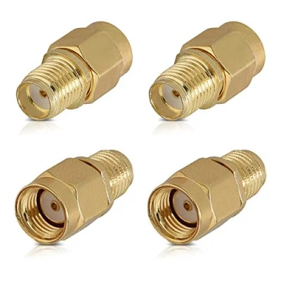 Afbeelding van kwmobile RP SMA male naar female adapter Set van 4 mannetje zonder pen vrouwtje converter connector