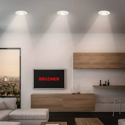 Afbeelding van Briloner Klira Set van 3 LED inbouwspots 230V 7587036 Dimbaar Ra90 hoge kleurvastheid CTS schakelaar Draaibaar 50 behuizing gerecycled materiaal 9 x 2,4 cm Wit