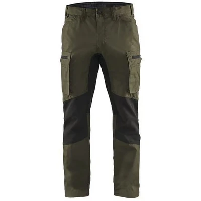 Image de Pantalon services stretch vert olive/noir