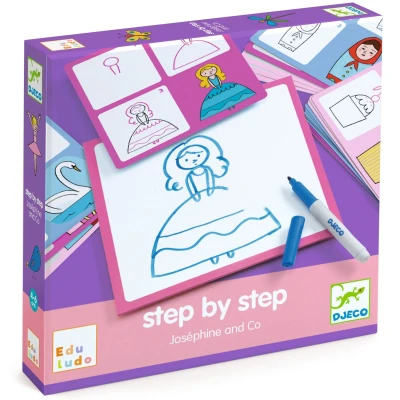 Afbeelding van Djeco tekenkaarten step by prinsessen