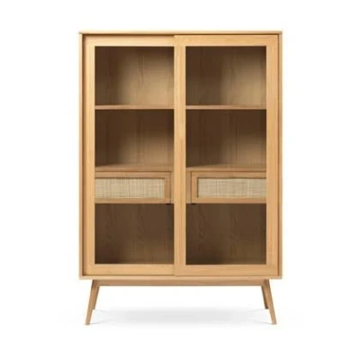 Afbeelding van Olivine Boas houten vitrinekast naturel 160 x 40 cm