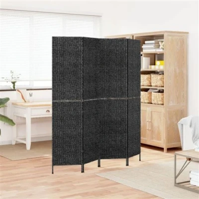 Afbeelding van Kamerscherm met 4 panelen 163x180 cm waterhyacint zwart