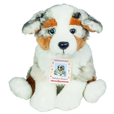 Afbeelding van Hermann Teddy Knuffeldier hond Australische herder puppy zachte pluche stof premium kwaliteit knuffels 22 cm