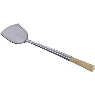 Afbeelding van JADE TEMPLE platte troffel voor wok van roestvrij staal, totale lengte 43 cm, met houten handvat, 1