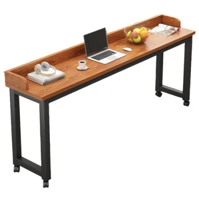 Afbeelding van Bedbureau met wieltjes, bedtafel op het bed, beweegbare bedtafel, wielen, computertafel voor in hoogte verstelbaar