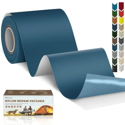 Afbeelding van Cahomo Nylon reparatiepatches, zelfklevend, waterdicht, voor jassen, tenten, bovenkleding, 7,6 x 200 cm, marineblauw