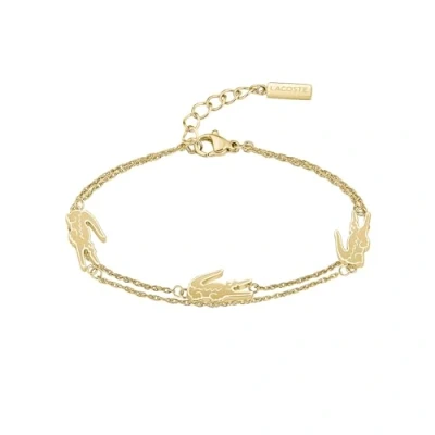 Image de Lacoste Bracelet Chaîne Double pour Femme Collection Crocodile en Or Jaune avec des Charms forme de 2040470