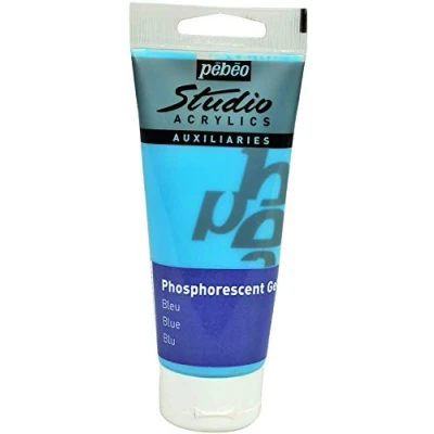 Afbeelding van Pébéo Studio Acrylics 100 ml fosforescerende gel blauw acrylbindmiddel zelflichtgevende verf