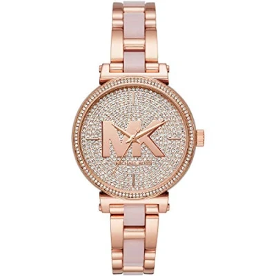 Afbeelding van Michael Kors dameshorloge SOFIE, kastgrootte 36 mm, driewijzerhorloge, roestvrijstalen band, Roze