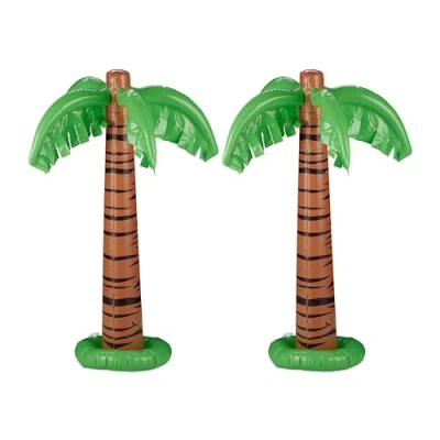 Afbeelding van Relaxdays opblaasbare palmboom set van 2 80 cm festival zwembad speelgoed hawaii