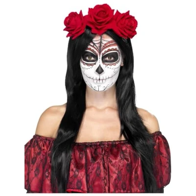 Afbeelding van Day of the Dead diadeem met rode rozen