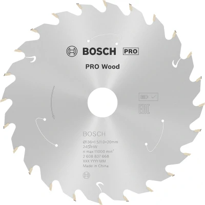 Afbeelding van Bosch Accessories 2608837668 Hardmetaal cirkelzaagblad 136 x 20 mm Aantal tanden: 24 1 stuk(s)