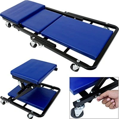 Afbeelding van Rolbed, rolwagen, sleutelwagen, monteurskar, werkkruk, blauw