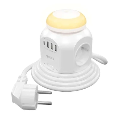 Afbeelding van 4 voudige Stekkerdoos met Schakelaar Aisens ASPS 3A1CL01 W (1,8 m)