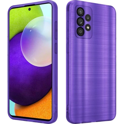 Afbeelding van Cadorabo Hoesje geschikt voor Samsung Galaxy A52 (4G / 5G) A52s in Brushed Paars Beschermhoes Case Cover van flexibel TPU silicone design