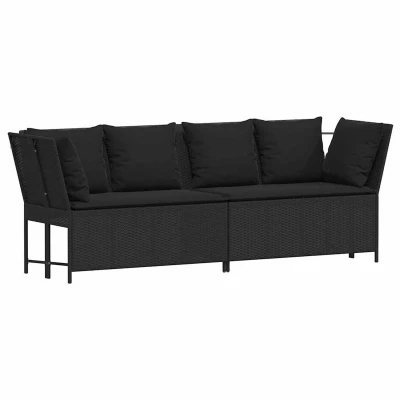 Afbeelding van vidaXL Tuinbank met kussens poly rattan zwart