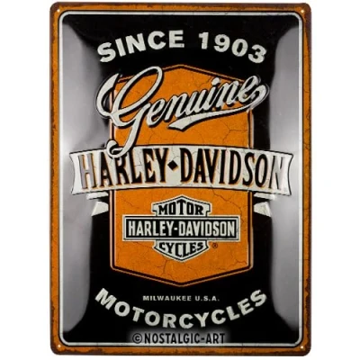 Afbeelding van Metalen Bord 30 x 40 cm Harley Davidson Genuine Motorcycles Strik