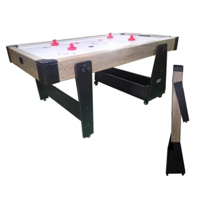 Afbeelding van Airhockey TopTable Fast Track Easy Mobile Wood (opklapbaar&amp;verrijdbaar) 6,5ft