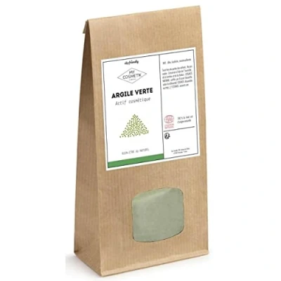 Afbeelding van Ecocert gecertificeerde COSMOS NATURAL groene klei 100% mineraal en natuurlijk cosmetische kwaliteit MY COSMETIK 200 g in kraftzak
