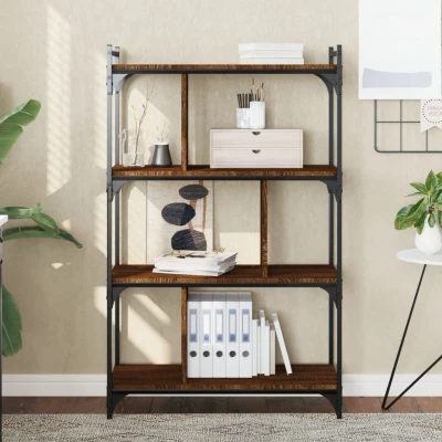 Afbeelding van Boekenkast 4 laags 76x32x123 cm bewerkt hout bruin eikenkleur