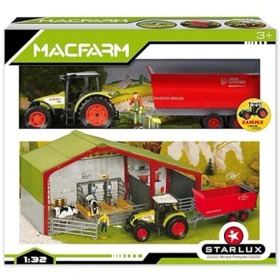 Afbeelding van STARLUX boerderij La Lacterie Box met tractor Claas Celtis 446, aanhanger tanker en accessoires schaal 1:32 serie vanaf 3 jaar 802165
