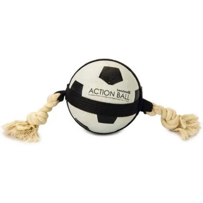 Afbeelding van Beeztees Voetbal Action Met Touw Wit Zwart dia bal 12,5 cm