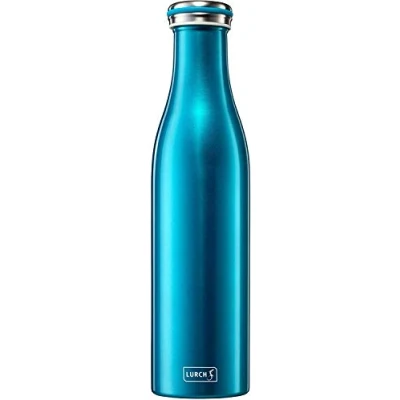 Afbeelding van Lurch 240861 Thermosfles voor warme en koude dranken van dubbelwandig roestvrij staal, 0,75 l, waterblauw