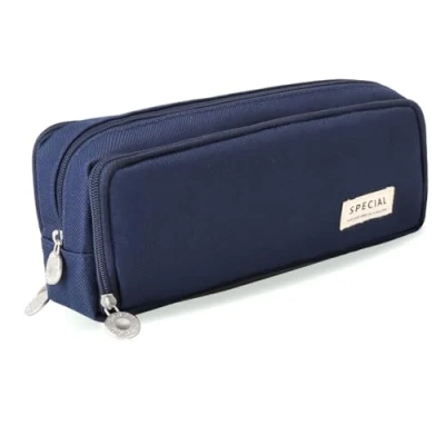 Afbeelding van iSuperb Potloodetui met grote capaciteit, cosmeticatas, pennenetui, pennenhouder, etui voor potloden, school, kantoor, pen, schrijfwaren (donkerblauw)