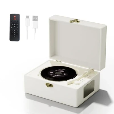 Afbeelding van Lecteur CD avec télécommande, batterie 3600 mAh, blanc