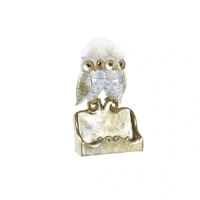 Afbeelding van Decoratieve figuren DKD Home Decor 10 x 8 7 cm Uilen Gouden Wit