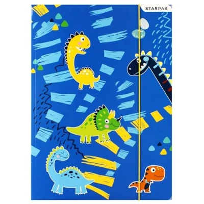 Afbeelding van DINOSAURUSSEN GELAMINEERD schoolmap met elastiek A4 voor jongens STARPAK