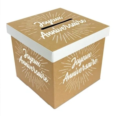 Afbeelding van STC Urn Happy Birthday Kraft I Spaarpot van karton 20 x cm