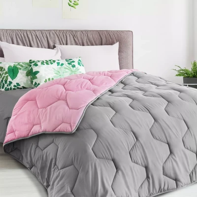 Image de Couette 220x240 CM ABBY bicolore rose et gris 300 gr