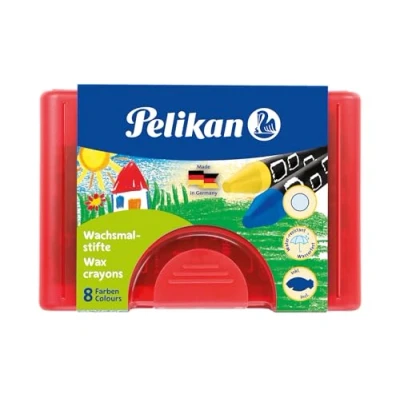 Afbeelding van Pelikan 8 Ronde Waskrijtjes, Watervast