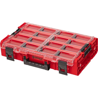 Afbeelding van Qbrick System ONE Organiser XL 2.0 Long Bin RED ULTRA HD Op maat stapelbaar 582 x 387 131 mm 13,5 l IP66 met 4 inlays en 12 verdelers