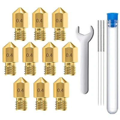 Afbeelding van MMOBIEL 10 stuks 0.4mm Messing MK8 3D Printer Nozzles Extruder Incl. 3 reinigingsnaalden