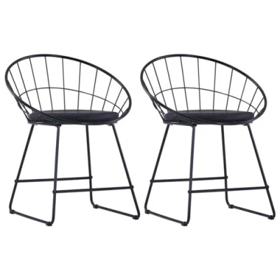 Afbeelding van Eetkamerstoelen met kunstleren zittingen 2 st staal zwart