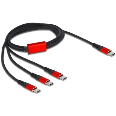 Afbeelding van USB oplaadkabel 3 in 1 Type C tot x M zwart / rood