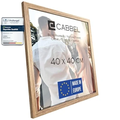 Afbeelding van CABBEL Fotolijst 40 x cm, eiken, stabiele mdf houten lijst, onbreekbaar plexiglas, om op te hangen en neer zetten, ideaal voor foto&#039;s/afbeeldingen/collage