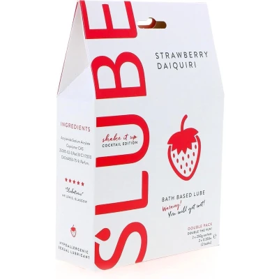 Afbeelding van Slube Strawberry Daiquiri 3 in 1 Massagegel, Badolie en Glijmiddel 2 x 250 gr red